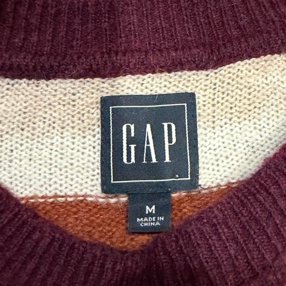 GAP Striped Crewneck Sweater Multicolor Medium Relaxed Fit Casual Cozy Academia - Picture 2 of 3